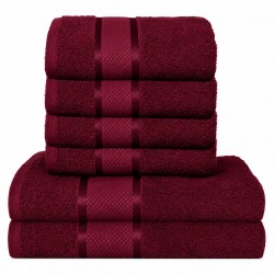 Set 6 Prosoape din Bumbac 100%  Pakistanez – Densitate 400 gr/mp, 50x90 / 70x130 cm, Bordo, PCG-134