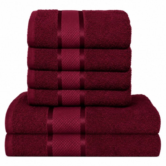 Set 6 Prosoape din Bumbac 100%  Pakistanez – Densitate 400 gr/mp, 50x90 / 70x130 cm, Bordo, PCG-134 Prosoape