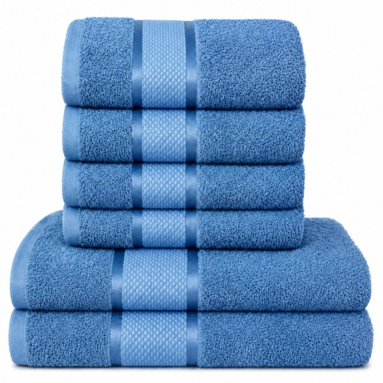 Set 6 Prosoape din Bumbac 100%  Pakistanez – Densitate 400 gr/mp, 50x90 / 70x130 cm, Blue, PCG-137 Prosoape