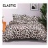 Set Lenjerie Pat Dublu Bumbac Satinat 4 Piese cu Cearșaf cu Elastic – Model Leopard Alb Negru, LES-061