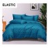 Set Lenjerie Pat Dublu Bumbac Satinat 4 Piese cu Cearșaf cu Elastic – Albastru Petrol cu Stelute Albe, LES-032