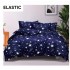 Set Lenjerie Pat Dublu Bumbac Satinat 4 Piese cu Cearșaf cu Elastic – Bleumarin cu Stelute Albe, LES-057
