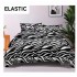 Set Lenjerie Pat Dublu Bumbac Satinat 4 Piese cu Cearșaf cu Elastic – Model Zebra Alb Negru, LES-034