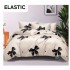 Set Lenjerie Pat Dublu Bumbac Satinat 4 Piese cu Cearșaf cu Elastic – Crem cu Funde Negre, LES-035