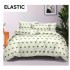 Set Lenjerie Pat Dublu Bumbac Satinat 4 Piese cu Cearșaf cu Elastic – Alb cu Inimioare Verzi, LES-037