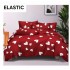 Set Lenjerie Pat Dublu Bumbac Satinat 4 Piese cu Cearșaf cu Elastic – Roșu cu Inimioare Albe, LES-040