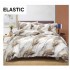 Set Lenjerie Pat Dublu Bumbac Satinat 4 Piese cu Cearșaf cu Elastic – Model Abstract Bej și Auriu, LES-041