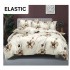 Set Lenjerie Pat Dublu Bumbac Satinat 4 Piese cu Cearșaf cu Elastic – Crem cu Flori Bej Elegante, LES-042