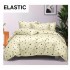 Set Lenjerie Pat Dublu Bumbac Satinat 4 Piese cu Cearșaf cu Elastic – Model Stelute Colorate pe Crem, LES-048