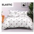 Set Lenjerie Pat Dublu Bumbac Satinat 4 Piese cu Cearșaf cu Elastic – Model Inimioare Roșii pe Fundal Alb, LES-053