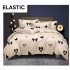 Set Lenjerie Pat Dublu Bumbac Satinat 4 Piese cu Cearșaf cu Elastic – Model Inimioare și Fundițe Negre, Crem, LES-056