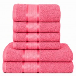 Set 6 Prosoape din Bumbac 100%  Pakistanez – Densitate 400 gr/mp, 50x90 / 70x130 cm, Corai, PCG-136