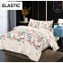 Set Lenjerie Bumbac Satinat 4 Piese Pat Dublu cu Cearșaf cu Elastic – Model Fluturi Multicolori, LDBS-345