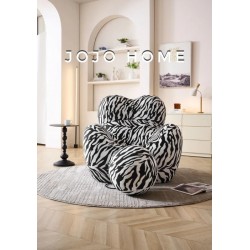 Fotoliu Premium Ergonomic cu Taburet – Model Zebra Alb-Negru, L100x120x92 cm, FPE-004