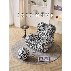 Fotoliu Premium Ergonomic cu Taburet – Model Zebra Alb-Negru, L100x120x92 cm, FPE-004
