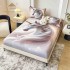 Set Husă de Pat cu Elastic 160x200 cm + 2 Fețe de Pernă 50x70 cm din Bumbac Finet – Model Unicorn Alb Roz, HDF-226