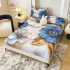 Set Husă de Pat cu Elastic 160x200 cm + 2 Fețe de Pernă 50x70 cm din Bumbac Finet – Model Flori Albastre 3D, HDF-235
