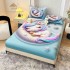 Set Husă de Pat cu Elastic 160x200 cm + 2 Fețe de Pernă 50x70 cm din Bumbac Finet – Unicorn Adormit pe Lună 3D, HDF-054