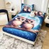 Set Husă de Pat cu Elastic 160x200 cm + 2 Fețe de Pernă 50x70 cm din Bumbac Finet – Bufnițe Drăgălașe 3D, HDF-056