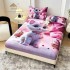 Set Husă de Pat cu Elastic 160x200 cm + 2 Fețe de Pernă 50x70 cm din Bumbac Finet – Pisicuță Roz cu Inimioare 3D, HDF-063