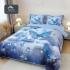 Cuvertură Pat Dublu din Bumbac Finet 3 Piese 220x240 cm + 2 Fețe de Pernă 50x70 cm – Model Fluturi Albaștri, ESC-003