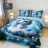 Cuvertură Pat Dublu din Bumbac Finet 3 Piese 220x240 cm + 2 Fețe de Pernă 50x70 cm – Model Unicorn Albastru, ESC-007