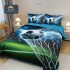 Cuvertură Pat Dublu din Bumbac Finet 3 Piese 220x240 cm + 2 Fețe de Pernă 50x70 cm – Model Minge de Fotbal, ESC-022