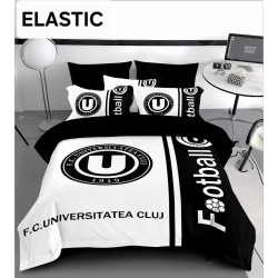 Lenjerie de Pat Dublu 6 Piese Finet cu Elastic – Model Universitatea Cluj (U Cluj), Cearșaf cu Elastic, LUC-007