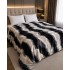 Pătură Cocolino Pufoasă pentru Pat Dublu 200x230 cm – Model Zebra Bej-Negru, Groasă și Catifelată, PCM-063