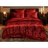 Set Lenjerie de Pat Dublu 6 Piese Satin Jacquard Bordo – Model Floral Elegant, LDJ-053