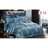 Set Lenjerie de Pat Dublu 6 Piese Satin Jacquard Albastru Petrol – Premium Luxury, LDJ-069