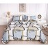 Cuvertură Pat Dublu din Bumbac Satinat 3 Piese cu Model Geometric Modern Gri-Albastru, CBS-066