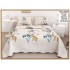 Cuvertură Pat Dublu din Bumbac Satinat 3 Piese Crem cu Flori Elegante, CBS-064
