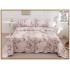 Cuvertură Pat Dublu din Bumbac Satinat 3 Piese Roz Pudrat cu Model Floral, CBS-062