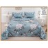Cuvertură Pat Dublu din Bumbac Satinat Turcoaz cu 2 Fețe de Pernă – Model Floral Elegant, CBS-023