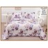 Cuvertură de Pat Dublu 3 Piese din Bumbac Satinat – Model Floral Mov, CBS-007