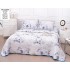Cuvertură Pat Dublu din Bumbac Satinat cu 2 Fețe de Pernă – Model Flori Albastre Delicate, CBS-039