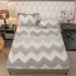 Cearșaf cu Elastic Cocolino 180x200x25 cm + 2 Fețe de Pernă 50x70 cm – Model Zig-Zag Gri, HCM-001