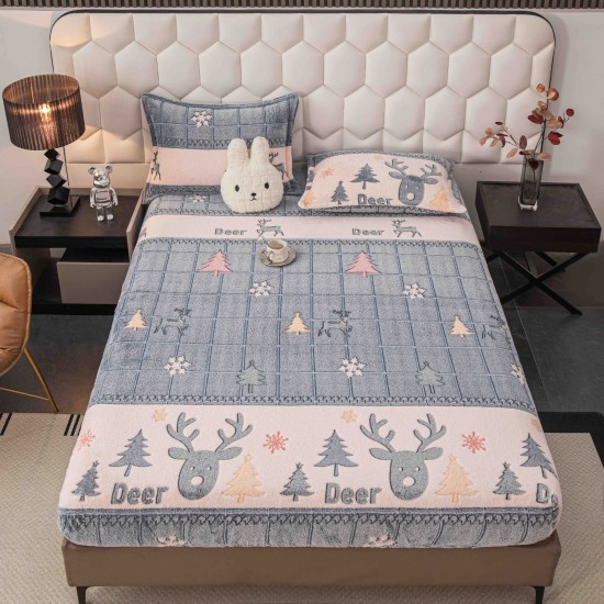 Cearșaf cu Elastic Cocolino 180x200x25 cm + 2 Fețe de Pernă 50x70 cm – Model Cerb, HCM-018 Huse Cocolino