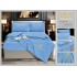 Set Lenjerie de Pat Dublu cu Pilotă de Vară și Cearșaf cu Elastic, Satin Premium, 4 Piese, Albastru, LPV-009