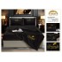 Set Lenjerie de Pat Dublu cu Pilotă de Vară și Cearșaf cu Elastic, Satin Premium, 4 Piese, Negru, LPV-015