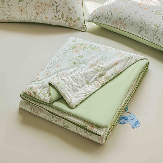 Pilotă de Vară Răcoritoare cu 2 Fețe de Pernă, Material Respirabil și Confortabil, Model Floral Verde, PMV-014 Pilote Vara