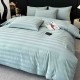 Lenjerie de Pat Damasc Premium, 6 Piese, 100% Bumbac, Cearșaf cu Elastic, Bleu, LDS-020 Lenjerii Damasc 6 piese cu Cearsaf cu ELASTIC