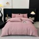 Lenjerie de Pat Damasc Premium, 6 Piese, 100% Bumbac, Cearșaf cu Elastic, Roz Pudrat, LDS-041 Lenjerii Damasc 6 piese cu Cearsaf cu ELASTIC