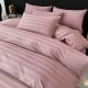 Lenjerie de Pat Damasc Premium, 6 Piese, 100% Bumbac, Cearșaf cu Elastic, Roz Pudrat, LDS-041 Lenjerii Damasc 6 piese cu Cearsaf cu ELASTIC