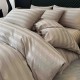 Lenjerie de Pat Damasc Premium, 6 Piese, 100% Bumbac, Cearșaf cu Elastic, Cappuccino, LDS-043 Lenjerii Damasc 6 piese cu Cearsaf cu ELASTIC