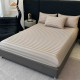 Lenjerie de Pat Damasc Premium, 6 Piese, 100% Bumbac, Cearșaf cu Elastic, Cappuccino, LDS-043 Lenjerii Damasc 6 piese cu Cearsaf cu ELASTIC