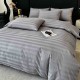 Lenjerie de Pat Damasc Premium, 6 Piese, 100% Bumbac, Cearșaf cu Elastic, Gri, LDS-044 Lenjerii Damasc 6 piese cu Cearsaf cu ELASTIC