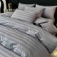 Lenjerie de Pat Damasc Premium, 6 Piese, 100% Bumbac, Cearșaf cu Elastic, Gri, LDS-044 Lenjerii Damasc 6 piese cu Cearsaf cu ELASTIC