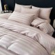 Lenjerie de Pat Damasc Premium, 6 Piese, 100% Bumbac, Cearșaf cu Elastic, Bej Deschis, LDS-045 Lenjerii Damasc 6 piese cu Cearsaf cu ELASTIC